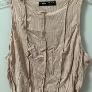 SHEIN Women's Cream Ribbed Top